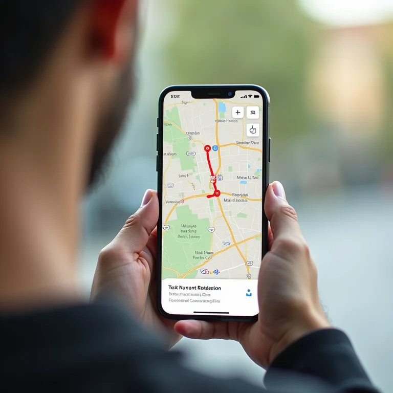 Tela de celular mostrando o Google Maps com rota traçada