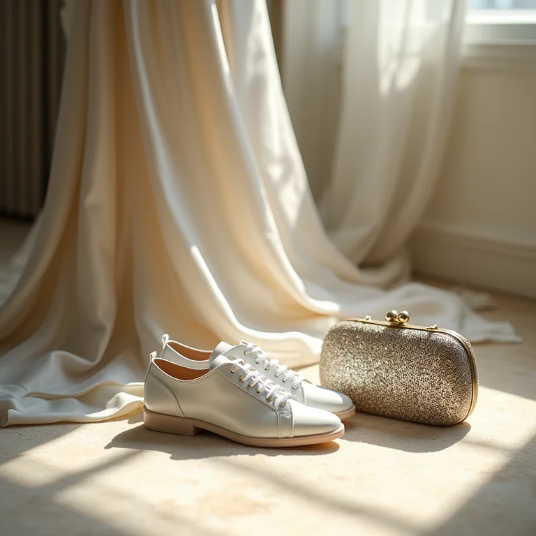 Tênis branco e vestido de festa