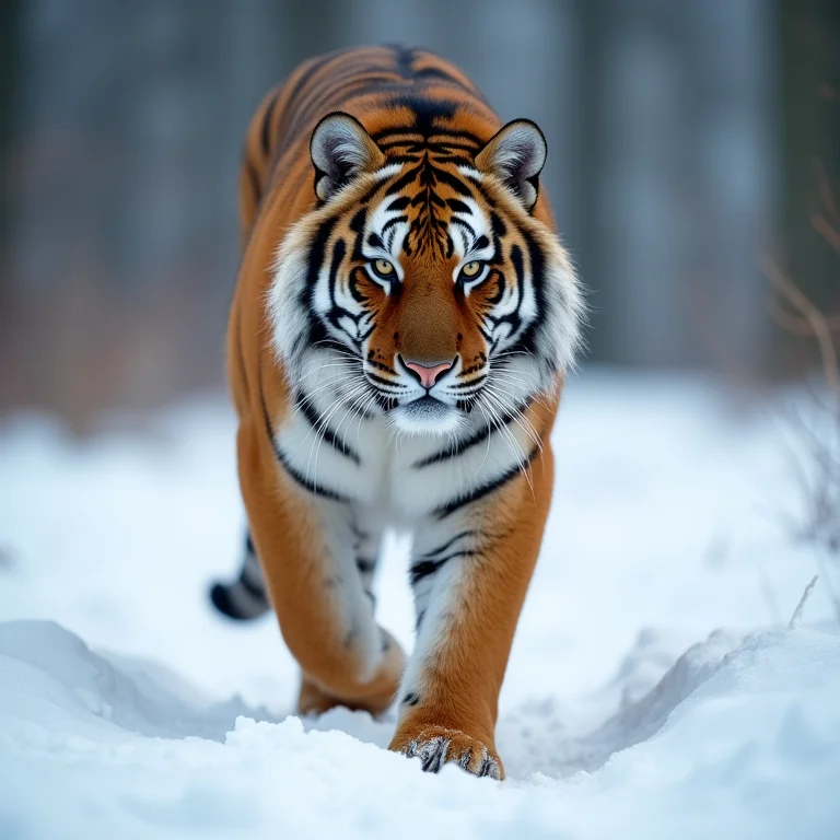 Tigre siberiano na neve
