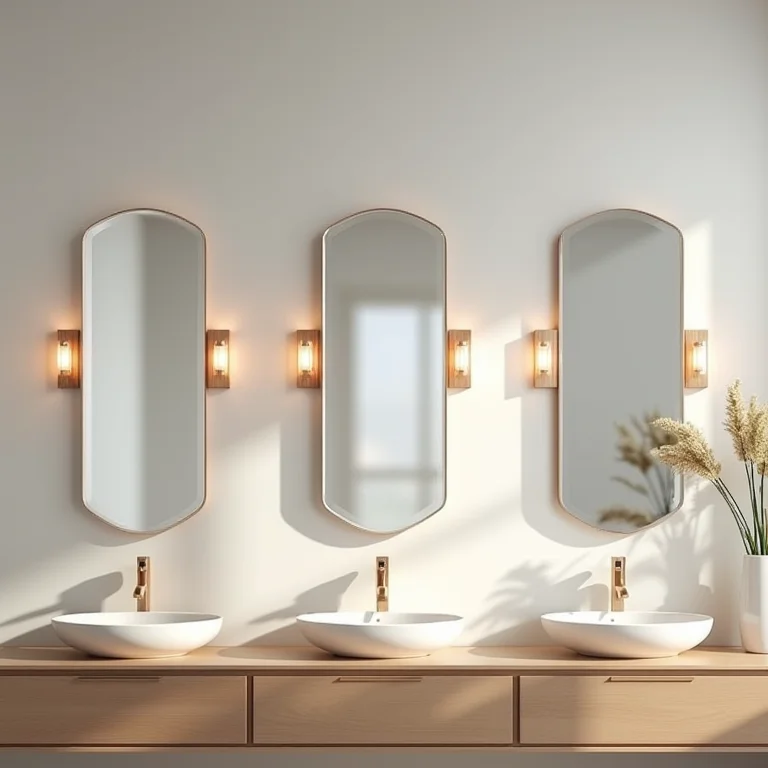 Tipos de iluminação para espelhos de banheiro: arandelas, LED e luz superior