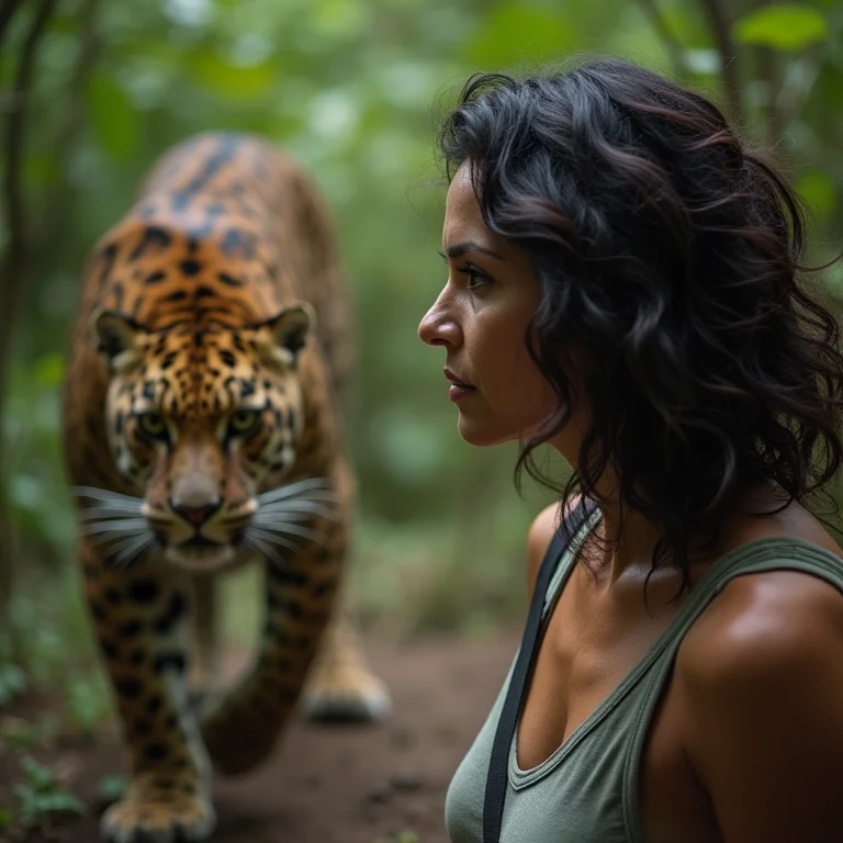 Turista observando onça-pintada na Amazônia