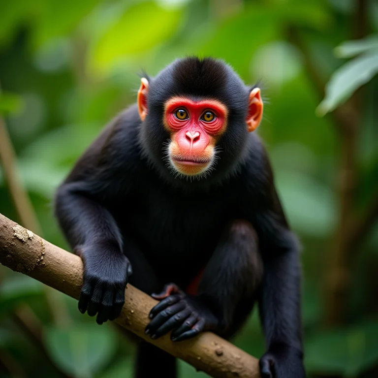 Uacari-de-cara-vermelha em seu habitat natural