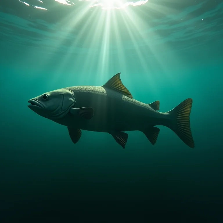 Um pirarucu nadando nas águas claras da Amazônia