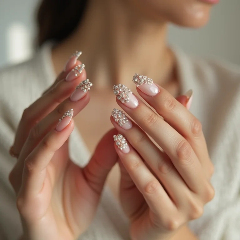 Unhas de noiva decoradas com pedrarias
