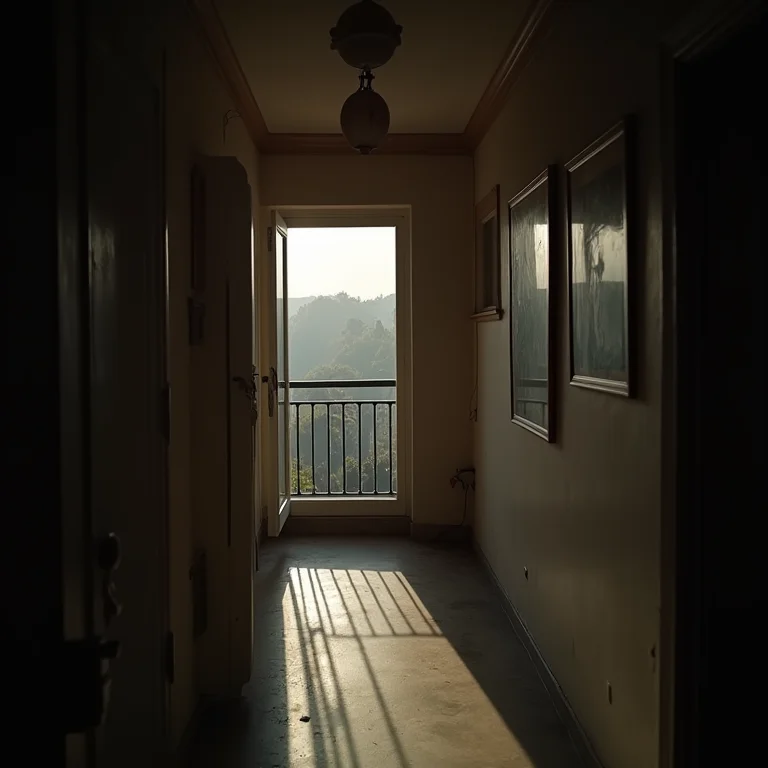 Varanda pequena com iluminação inadequada.