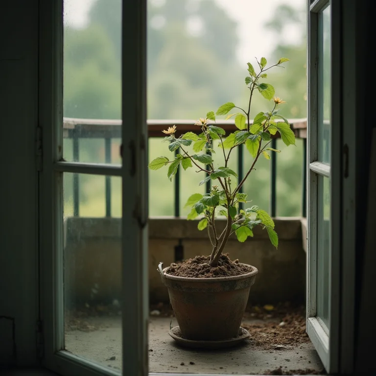 Varanda pequena sem plantas.