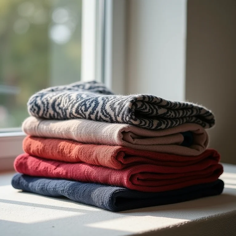 Variedade de cachecóis masculinos dobrados