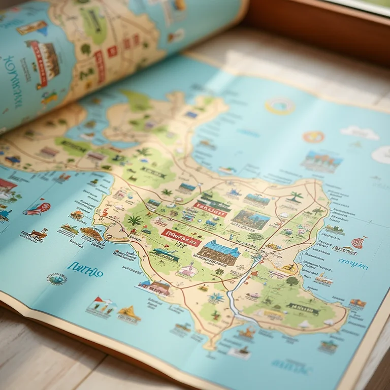 Variedade de mapas turísticos coloridos da Ilha do Marajó.