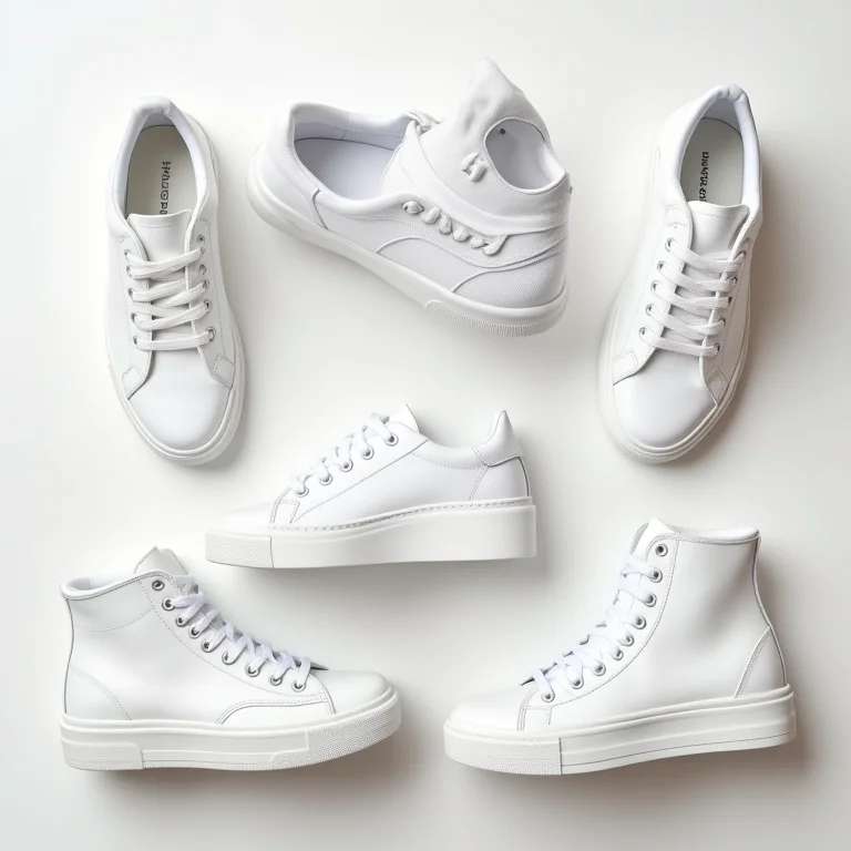 Variedade de tênis brancos