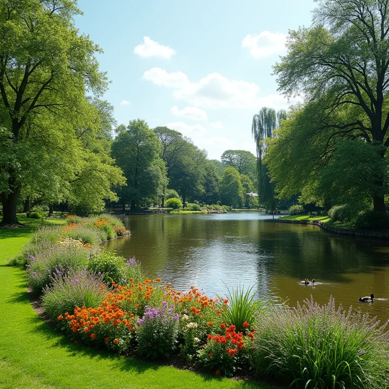 Visão panorâmica do parque St. Stephen's Green, Dublin.