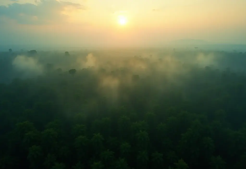 Amazonia Selvagem: As fotos mais impressionantes da floresta e seus animais Vista aérea da floresta Amazônica ao nascer do sol