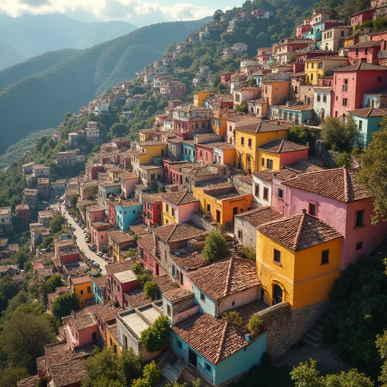 Vista aérea das casas coloridas em Guanajuato, México.