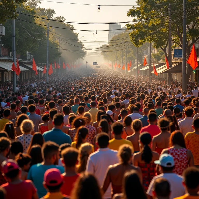 Vista aérea de foliões no carnaval de Olinda