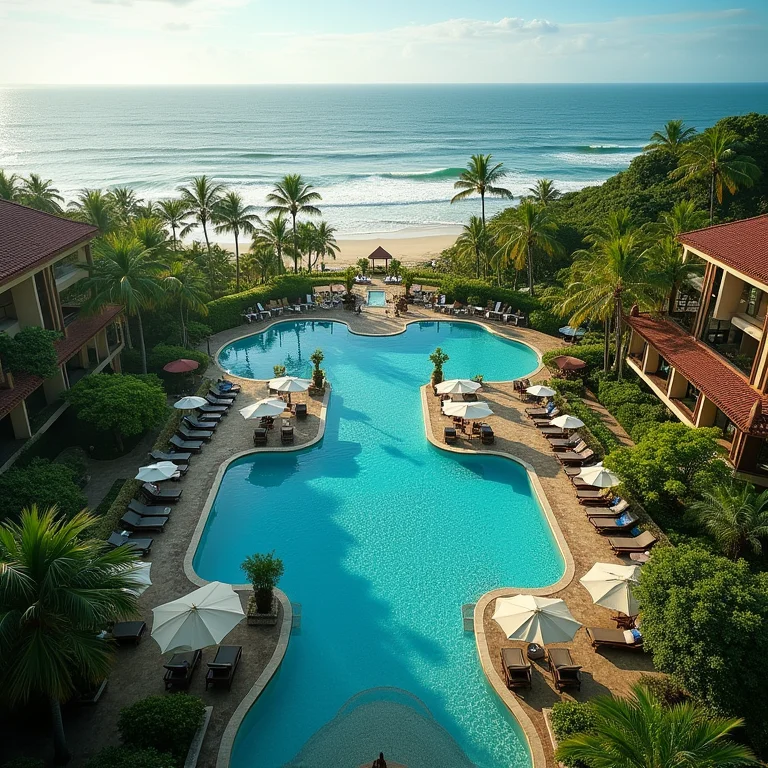 Vista aérea de um resort de luxo em Costa do Sauípe