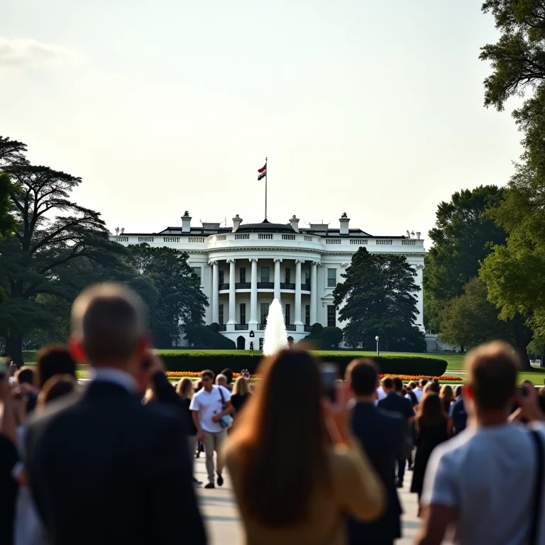 Vista da Casa Branca com turistas
