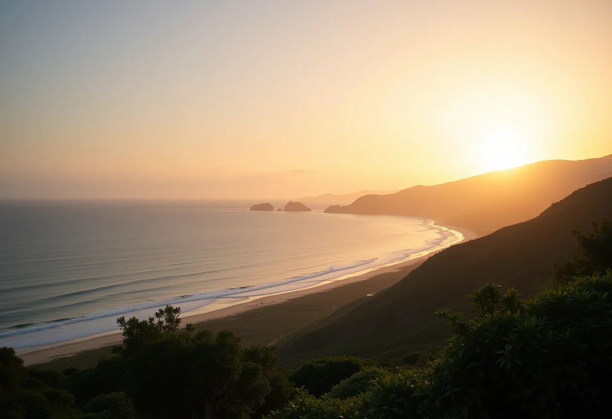 Vista panorâmica da Ilha de Itaparica ao pôr do sol