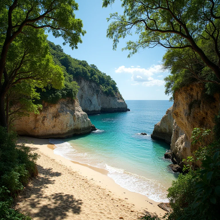 Vista panorâmica da Praia do Ermitão em Guarapari com natureza intocada