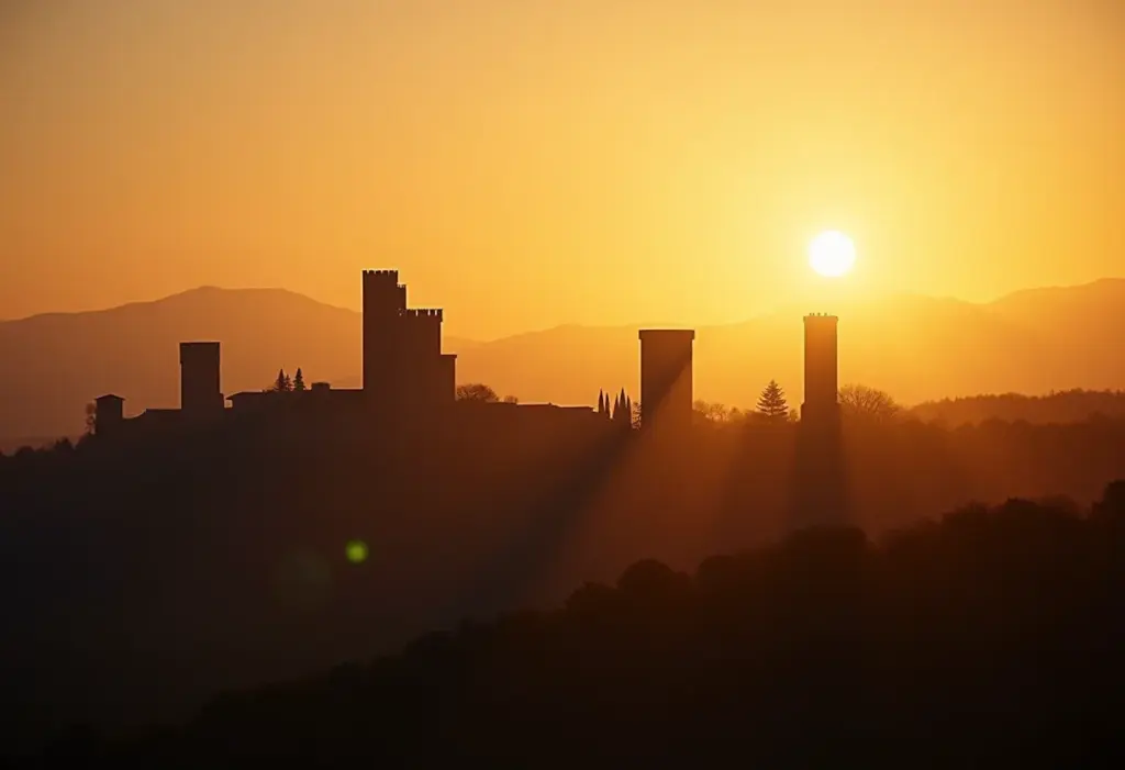Vista panorâmica de San Gimignano ao entardecer