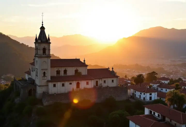 Vista panorâmica de Tiradentes, MG, com arquitetura histórica