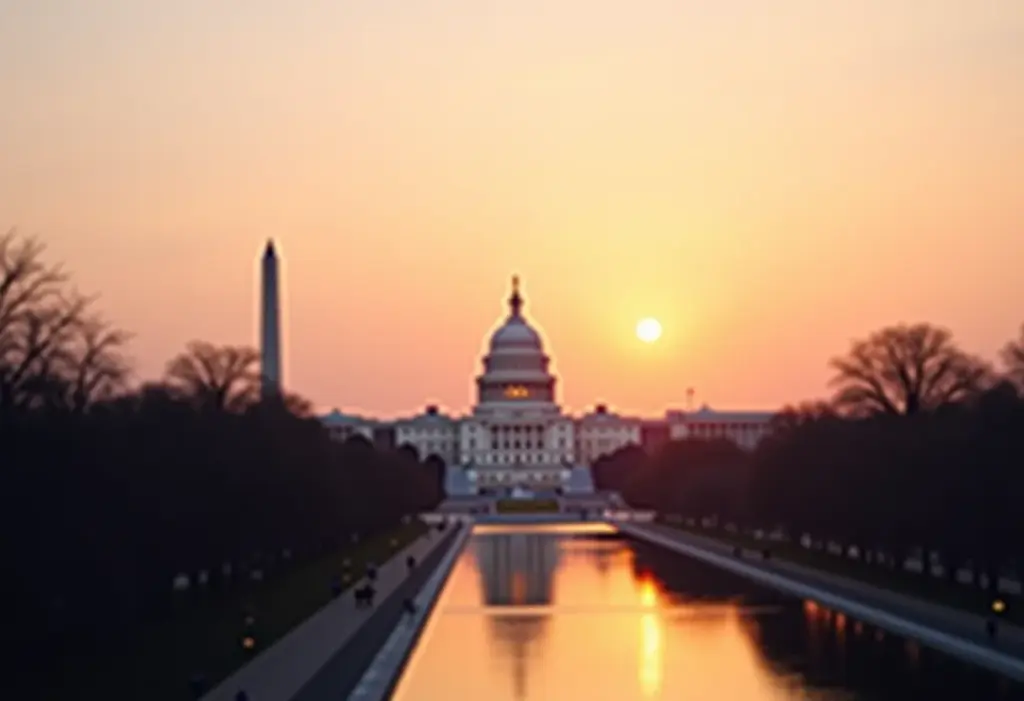 Vista panorâmica de Washington D.C. ao pôr do sol