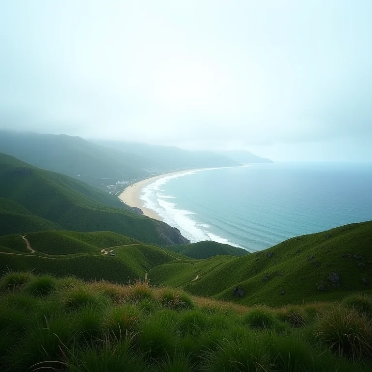 Vista panorâmica do litoral a partir de mirante na Graciosa