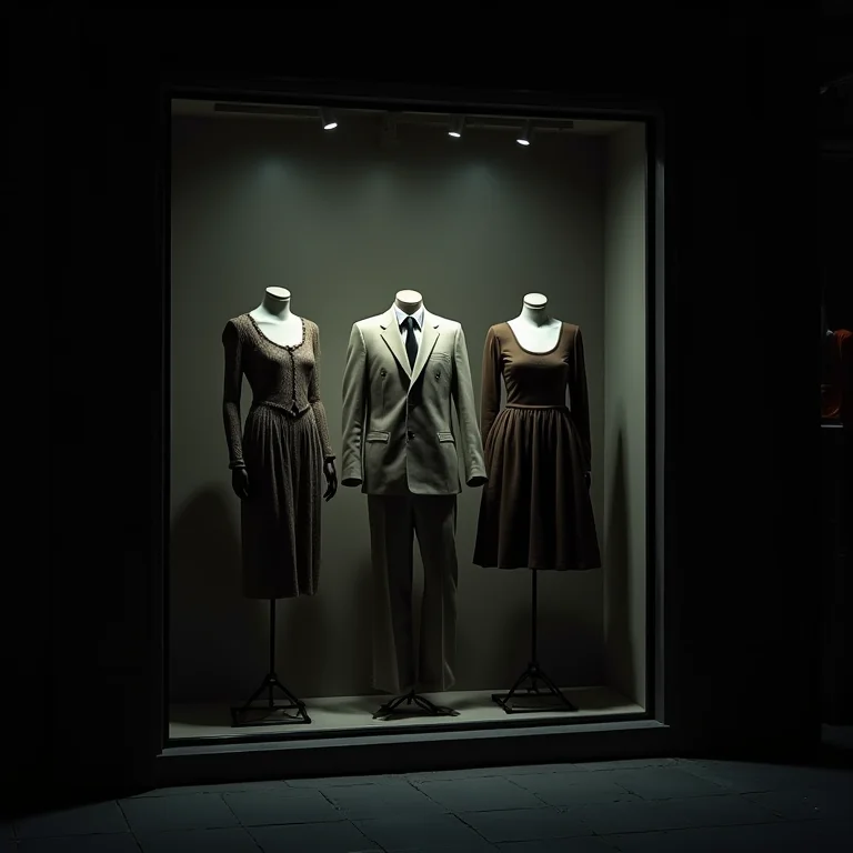 Vitrine de loja escura com iluminação inadequada.