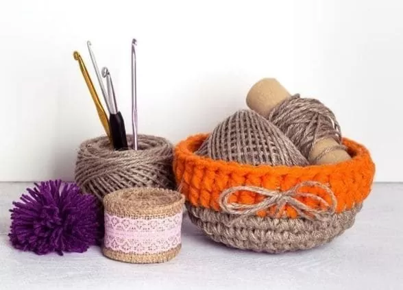 Cestas de Crochê Funcionais: Organização e Estilo em Cada Ambiente - detalhe