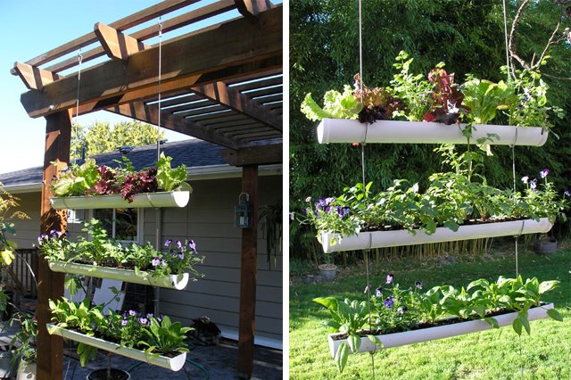 Jardineira Suspensa Feita com Calhas de PVC: Solução Inteligente e Moderna - inspiração