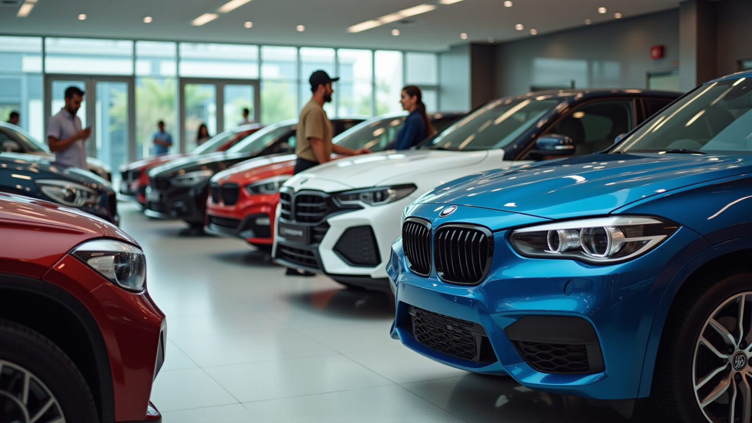 As Melhores Marcas de Carros em 2026: Confiabilidade, Vendas e Tendências do Mercado Showroom moderno no Brasil com diversas marcas de carros.