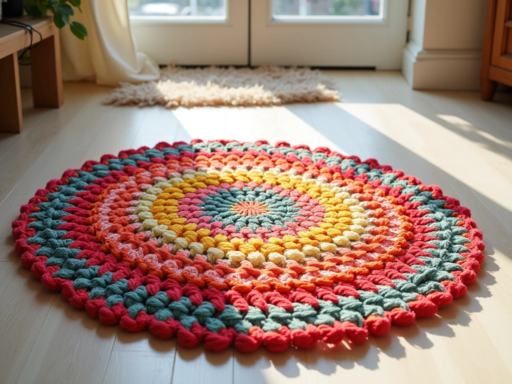Tapete de Crochê Colorido com Sobras: Crie o Seu Agora! Tapete de Crochê Colorido com Sobras: Crie o Seu Agora!