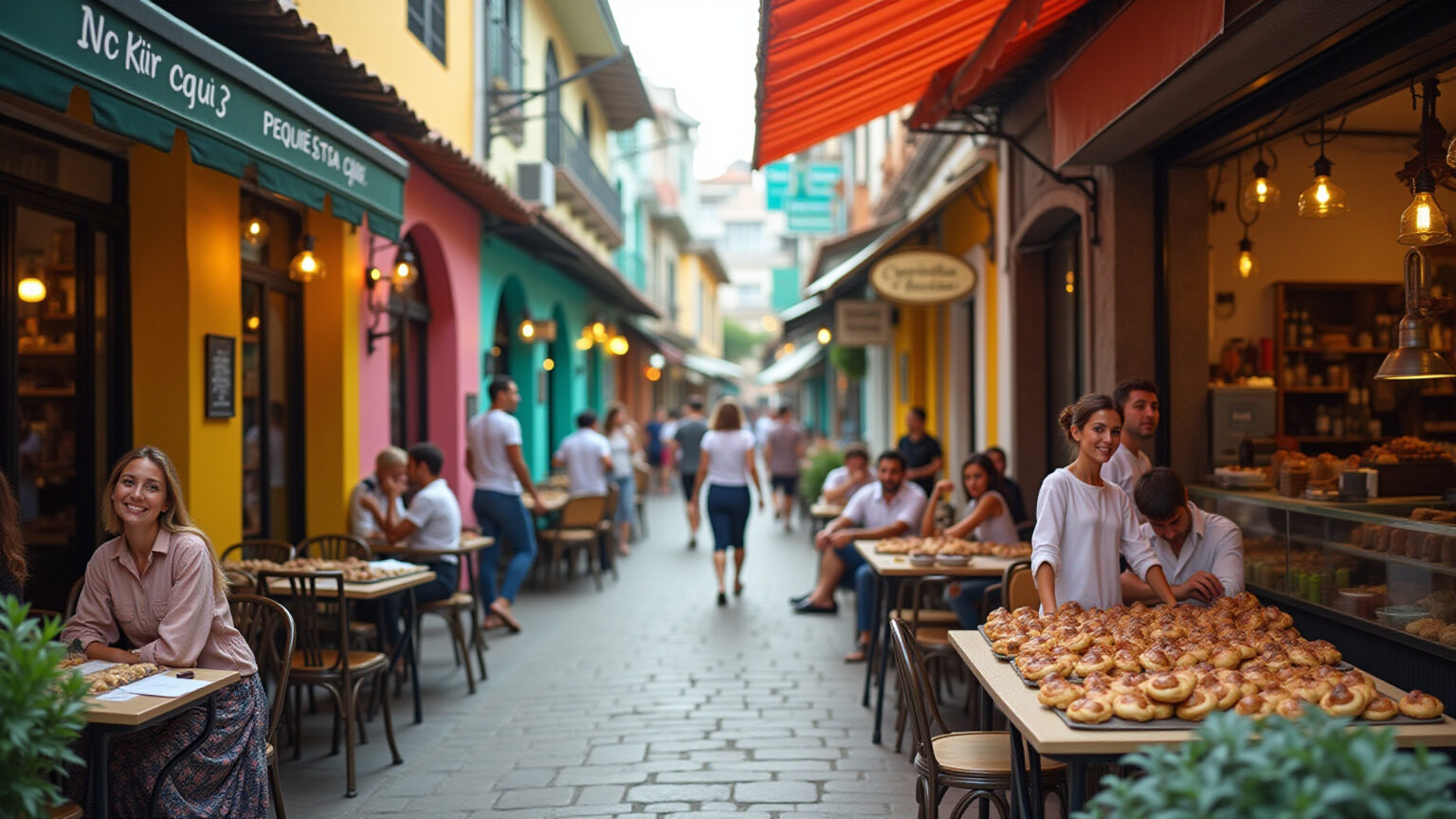 SEO Local: Domine os Resultados da Sua Região e Atraia Mais Clientes Rua vibrante com negócios locais e sinalização de SEO Local.