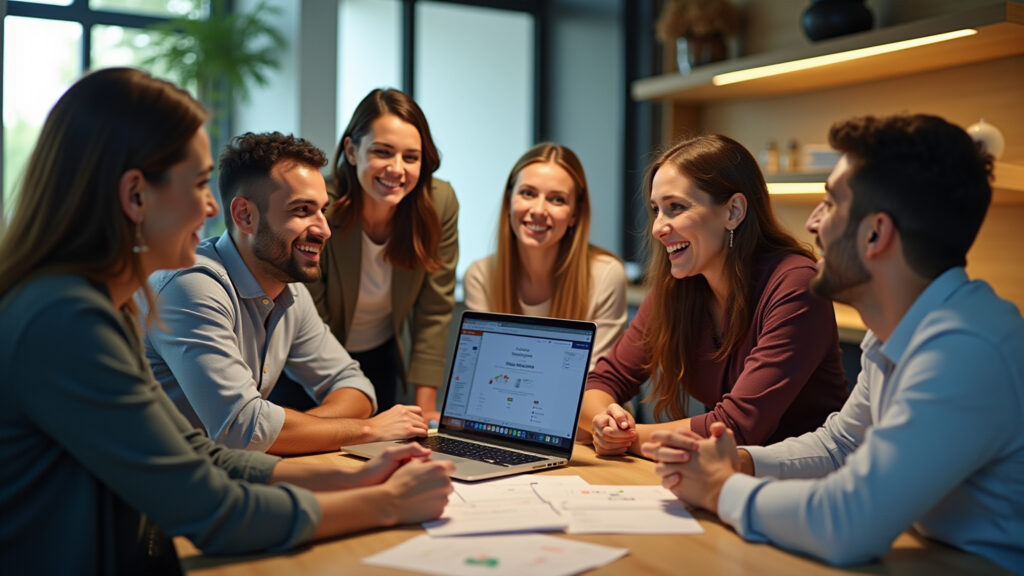 A Revolução da Inteligência Artificial nas Agências de Marketing Digital Equipe de marketing digital brasileira usando IA.