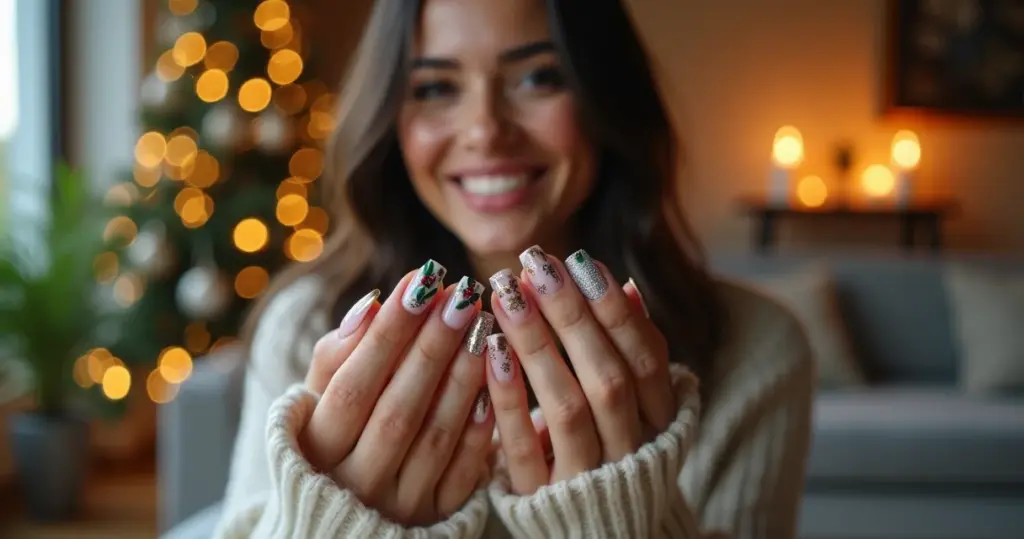 Como evitar unhas decoradas natal que descascam rápido até o Ano Novo Como evitar unhas decoradas natal que descascam rápido até o Ano Novo
