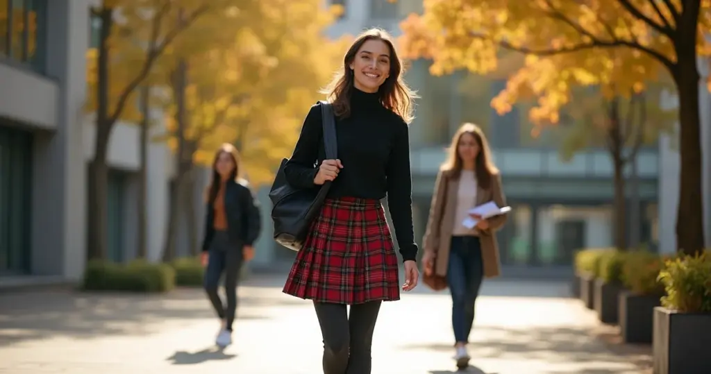 Como usar saia xadrez plissada com meia calça térmica na escola sem congelar Como usar saia xadrez plissada com meia calça térmica na escola sem congelar