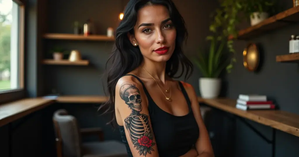 Significado tatuagem catrina com relógio e rosa: seu manifesto na pele