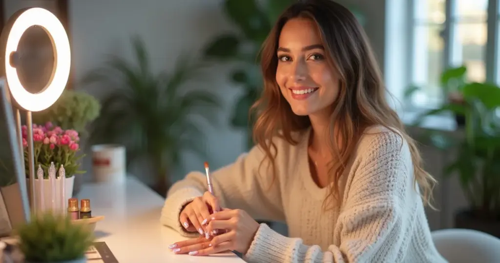 Unhas Pink Ombré com Glitter: Salão em Casa com Esmalte Comum